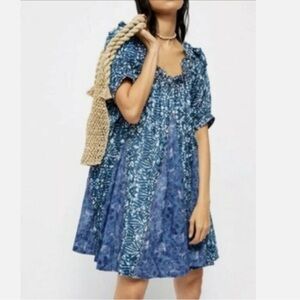 Free People Blue Patterned Dress